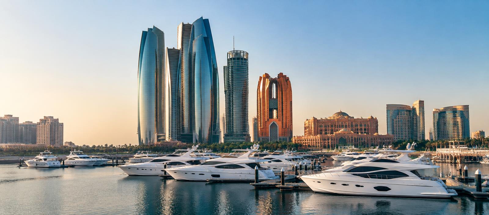 Abu Dhabi waterfront, marina and yachts