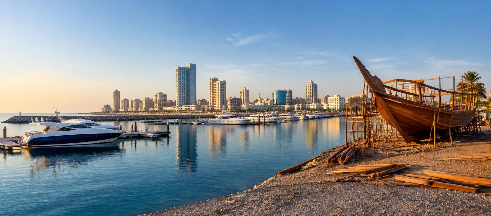 Ajman waterfront, marina and yachts