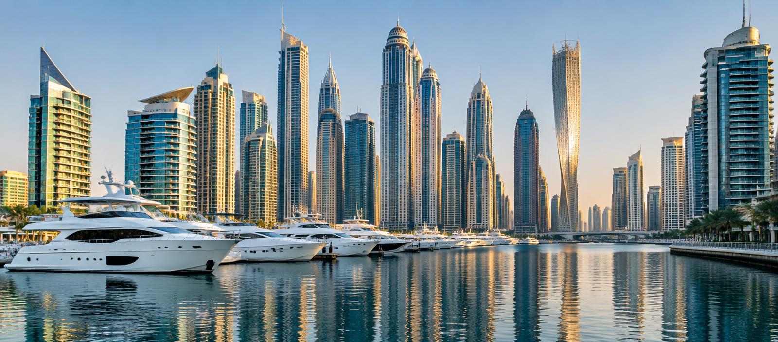 Dubai waterfront, marina and yachts