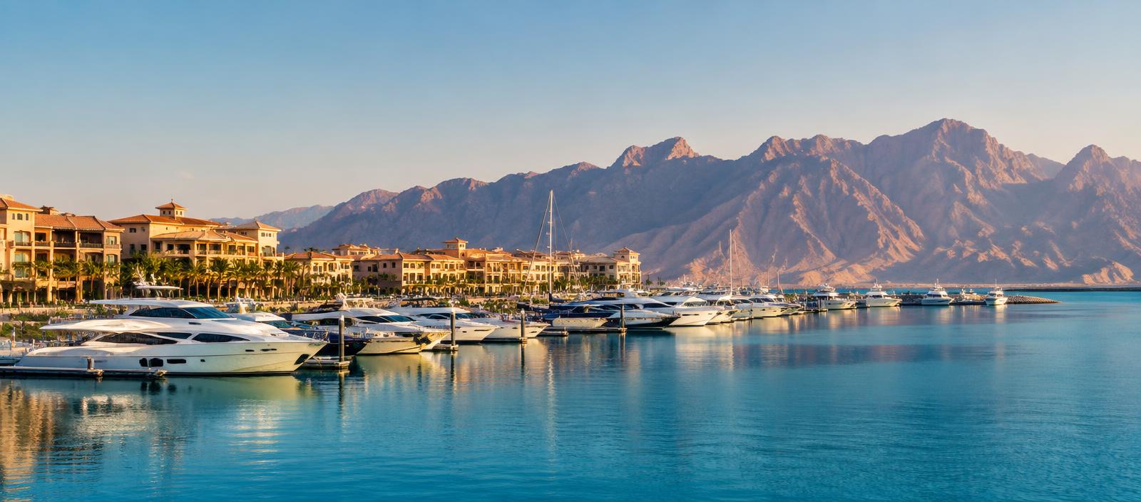 Ras Al Khaimah waterfront, marina and yachts