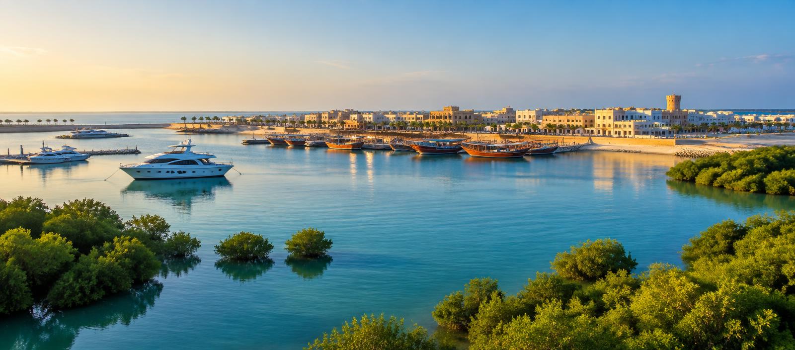 Umm Al Quwain waterfront, marina and yachts